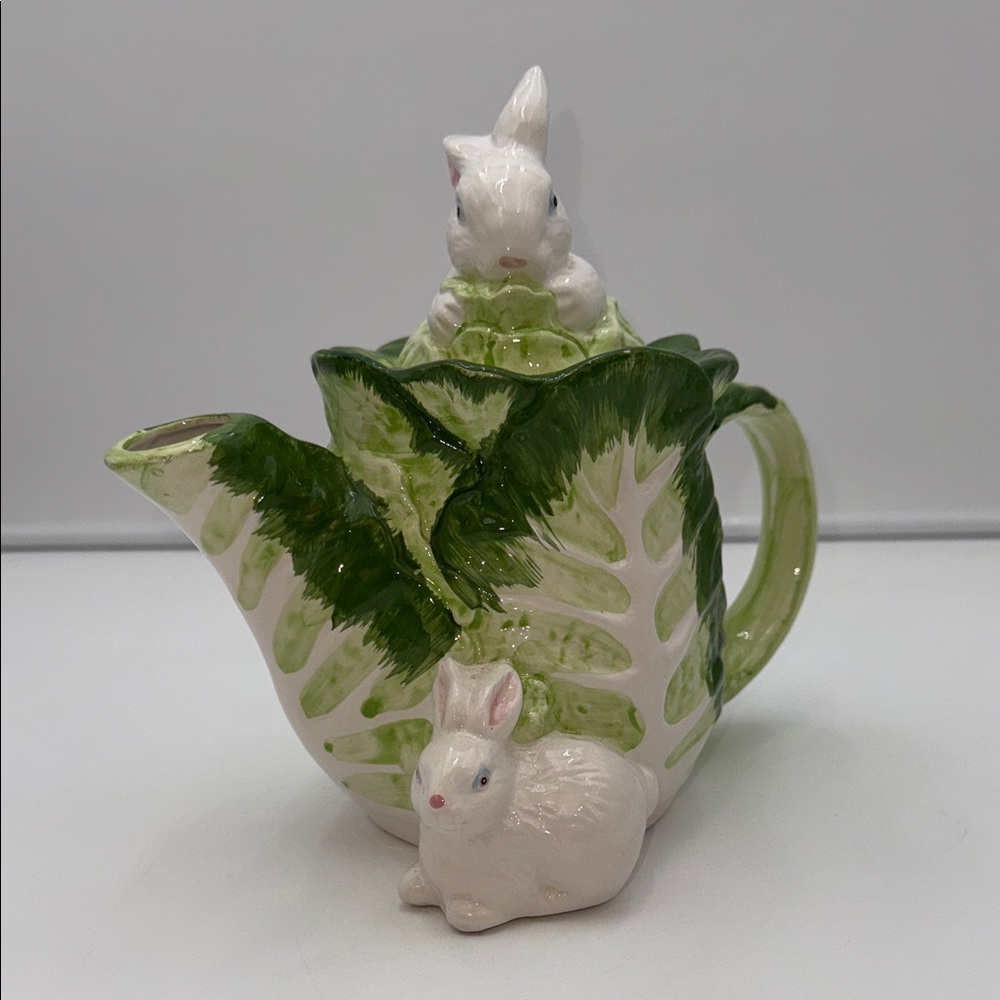 CBK LTD Vintage Made in Taiwan Decorative Bunny In Cabbage